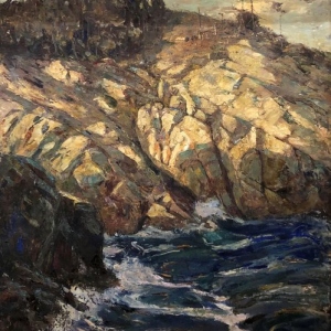 Robert-Van-Vorst-Sewell-1860-1924-Rocky-Inlet-Monhegan-Island-Maine-c.-1915-Oil-on-Canvas-Mounted-on-Board-24-x-20-Estate-Stamp-Verso-Framed-3240