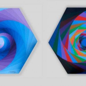 Victor-Vasarely-1906-1997-Tsillag-Edition-13175-1990-Hand-Painted-Acrylic-on-Wood-Three-Dimensional-20.75-H-x-24-W-x-3.25-D-Signed-Lower-Right-7800-