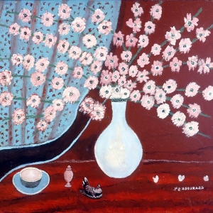 Joseph-Garlock-1884-1980-Still-Life-with-Pink-Flowers-1954-Pain-on-Canvas-25-x-28-Signed-Lower-Left-4000