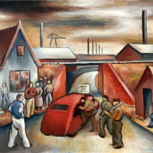 1_george-rickey_strike-busters_oil-on-canvas_1937_sold-for-5865-00