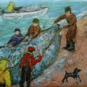 Wilna_Hervey_FishermanatBeach_6x7_5_Enamel_GELHER010