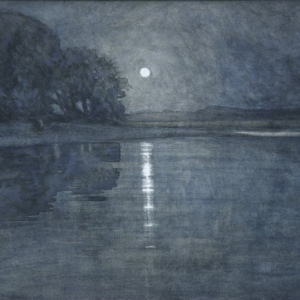 Thomas Aquinas Daly "Wiscoy Pool with a Full Moon"